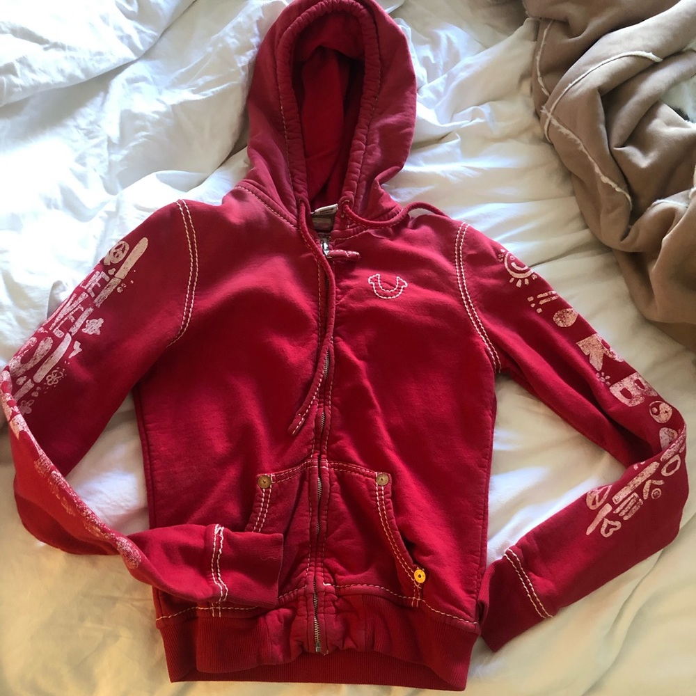 Woman’s True Religion Hoody- red - size Medium- lightly worn